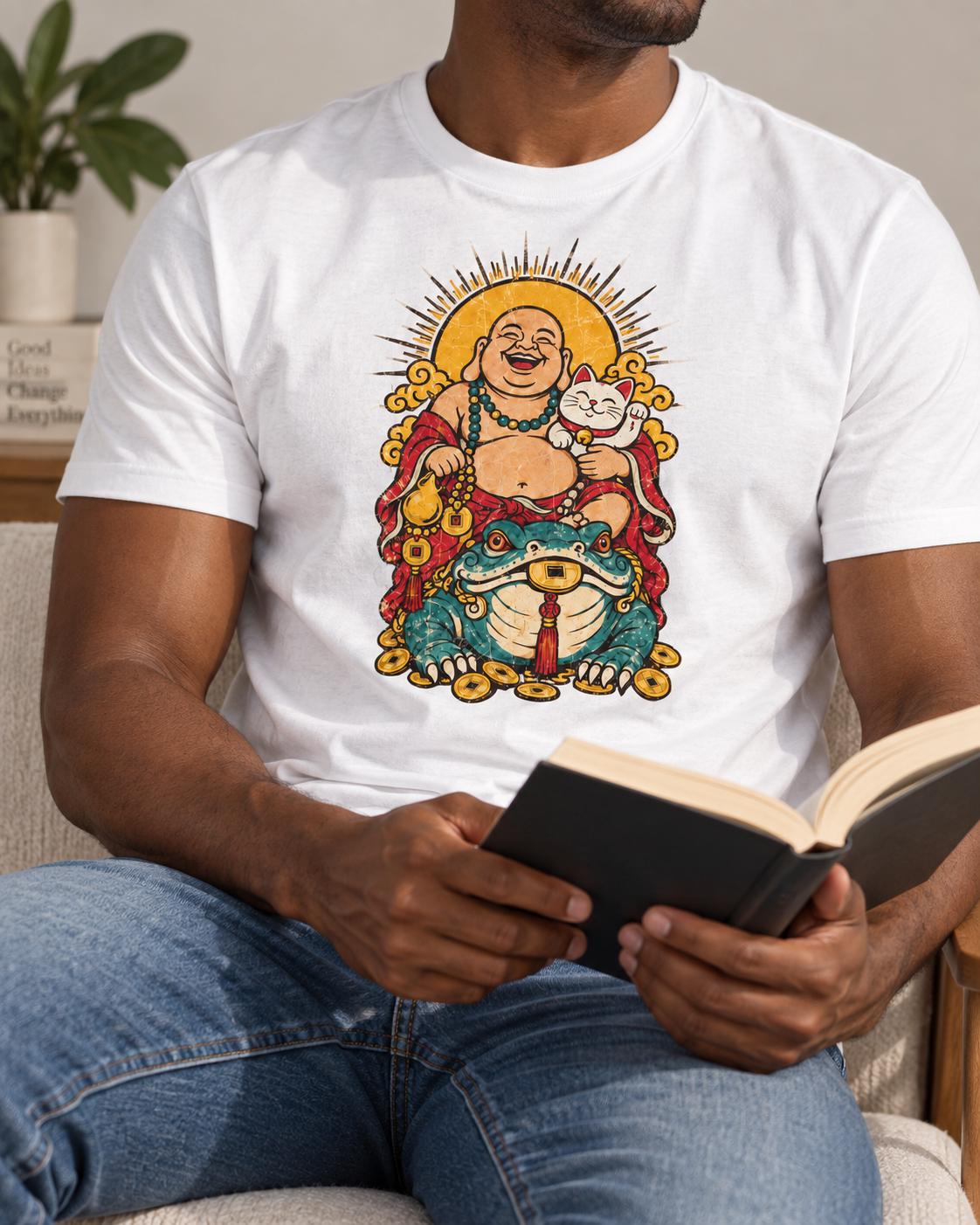 Laughing Buddha T-Shirt – Lucky Cat