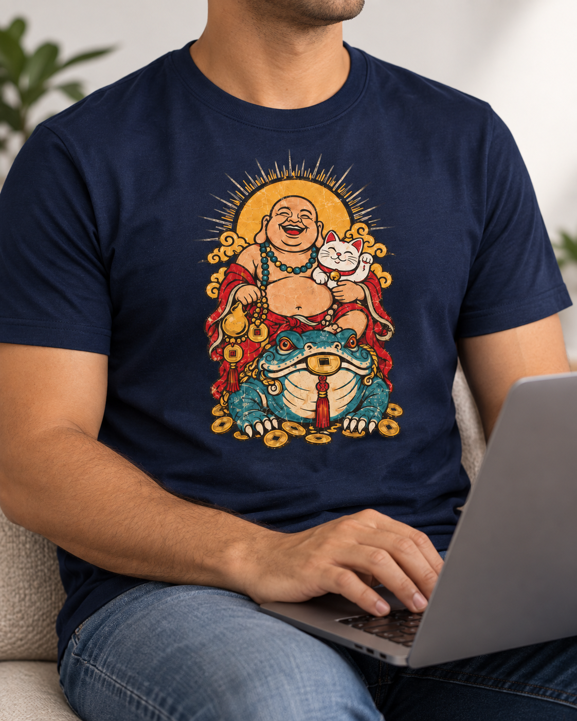 Laughing Buddha T-Shirt – Lucky Cat