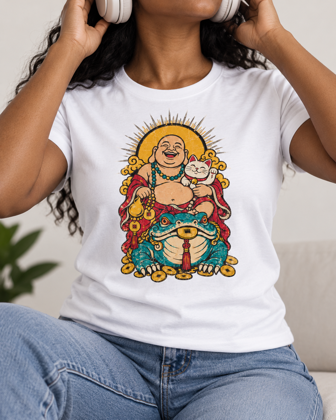 Laughing Buddha T-Shirt – Lucky Cat
