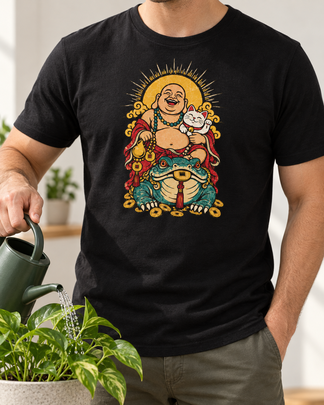 Laughing Buddha T-Shirt – Lucky Cat