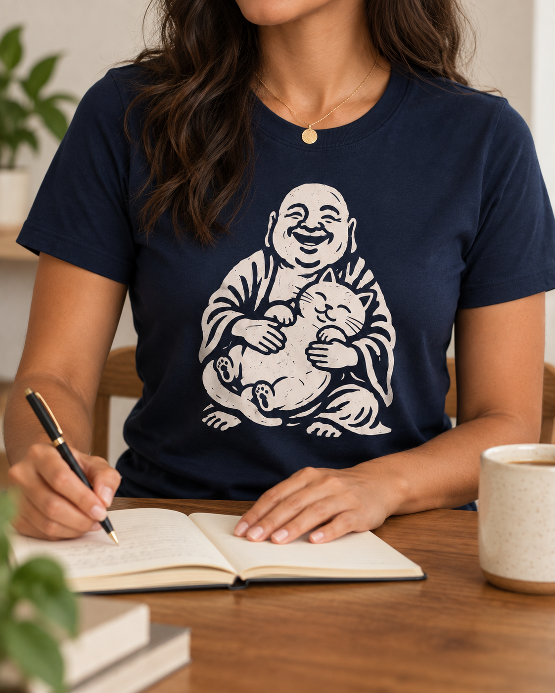 Laughing Buddha Cat T-Shirt – Vintage Hug