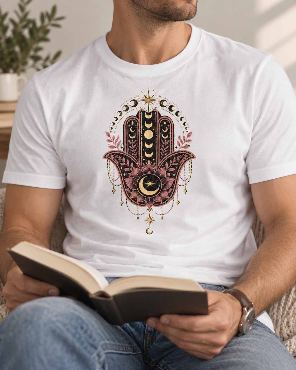 Hamsa Hand T-Shirt – Moon Phases