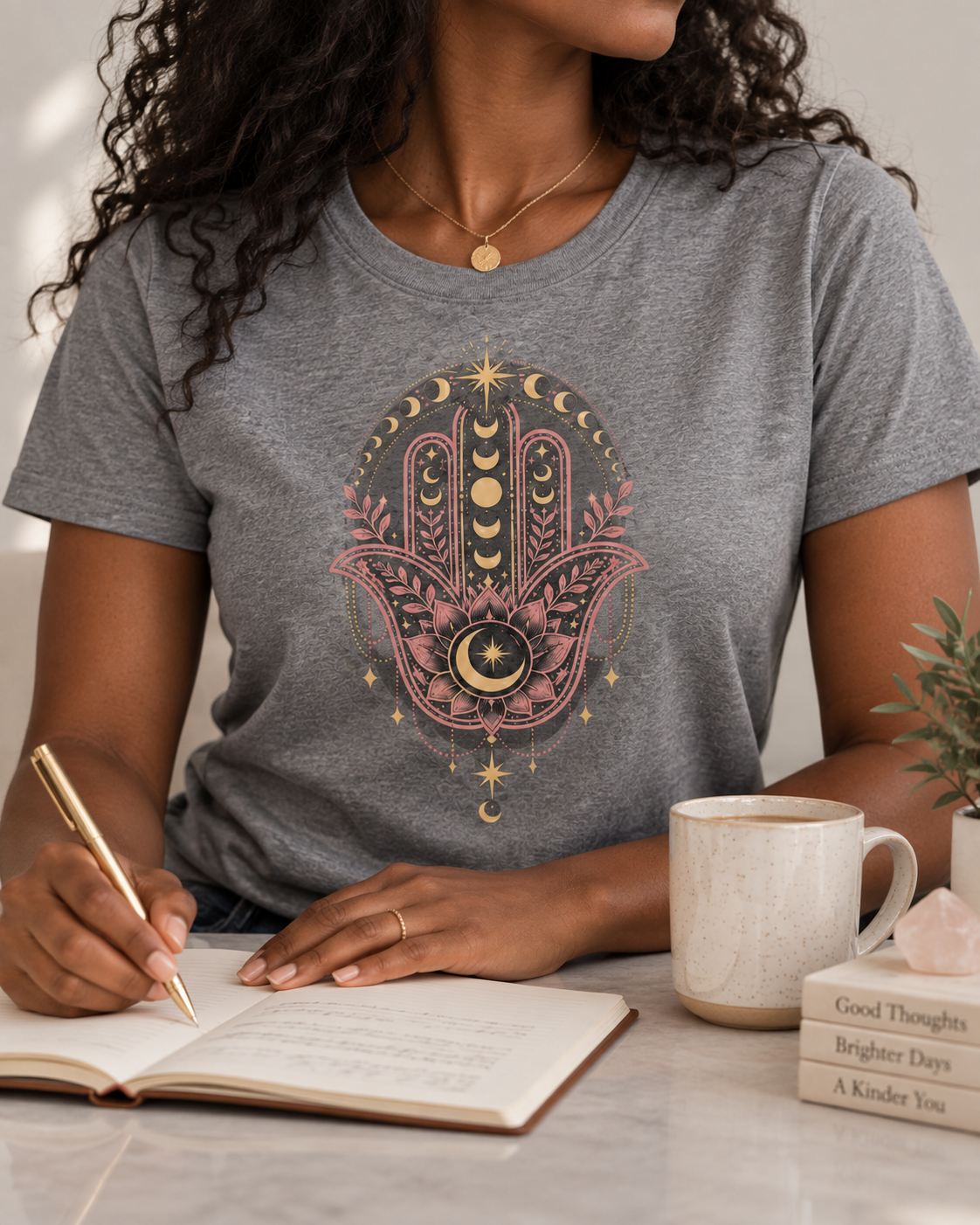 Hamsa Hand T-Shirt – Moon Phases