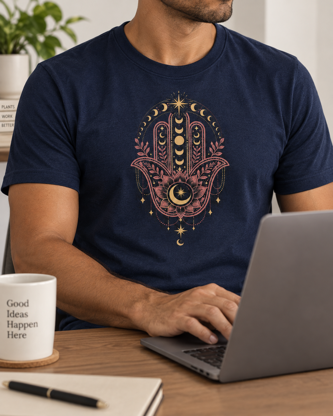 Hamsa Hand T-Shirt – Moon Phases