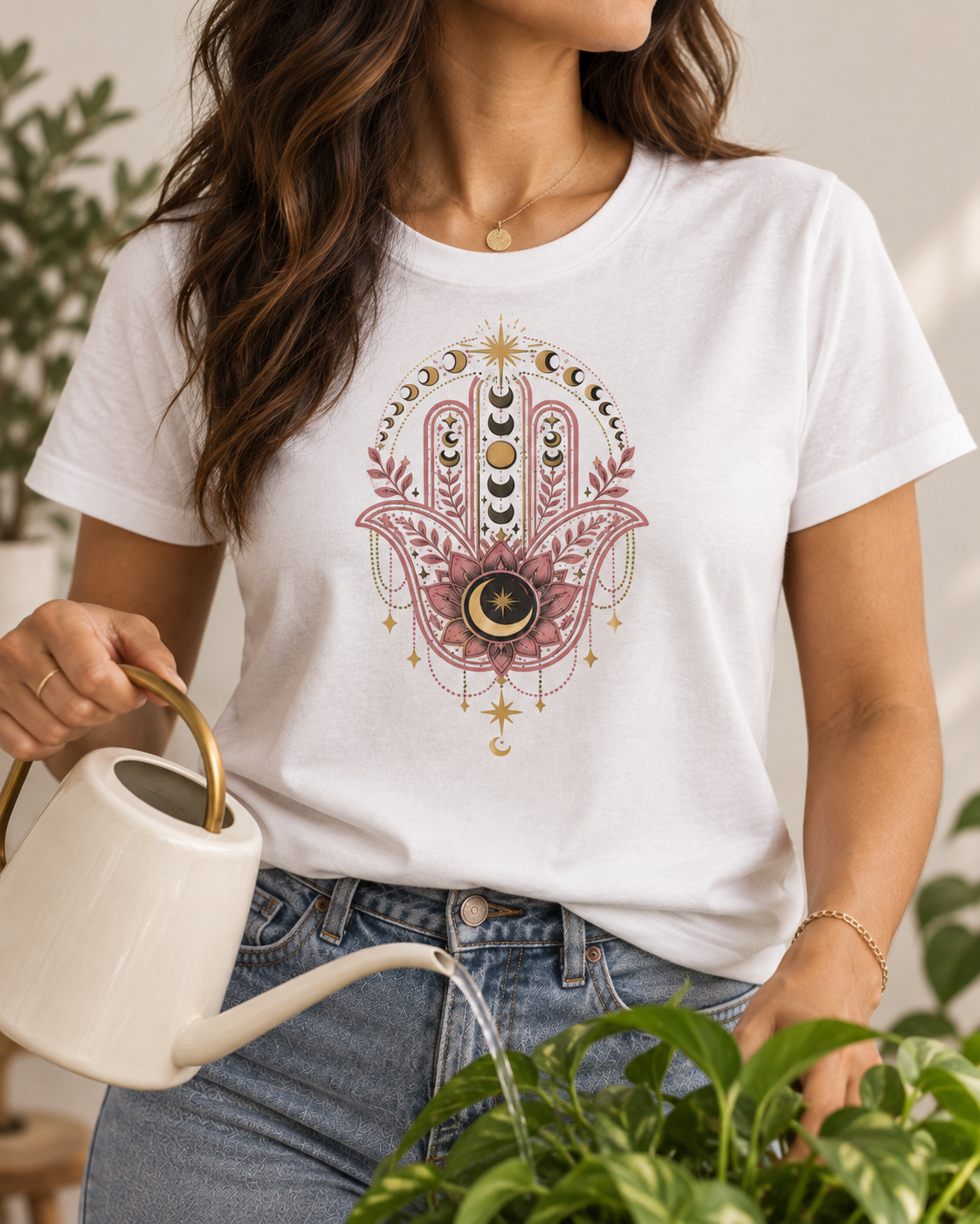 Hamsa Hand T-Shirt – Moon Phases