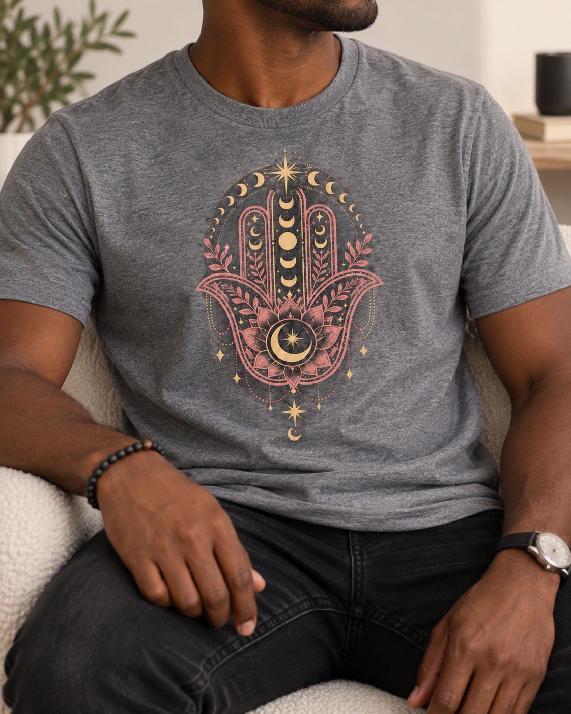 Hamsa Hand T-Shirt – Moon Phases