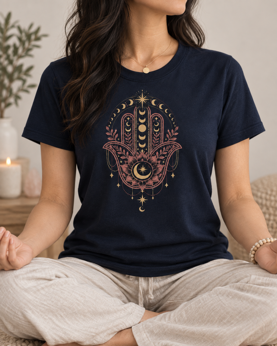 Hamsa Hand T-Shirt – Moon Phases