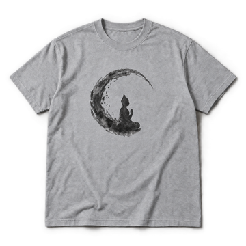 Buddha Meditation T-Shirt - Crescent Moon Silhouette, Unisex