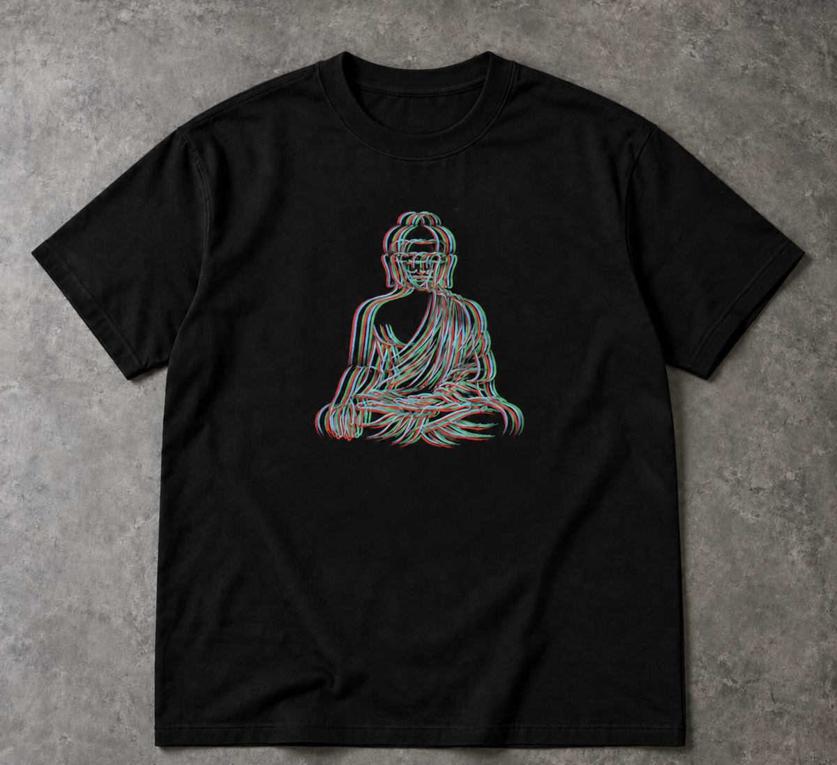Buddha T-Shirt - Glitch Line Art Graphic, Unisex