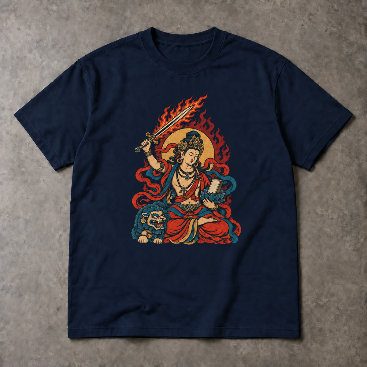 Manjushri T-Shirt - Flaming Sword Buddhist Graphic, Unisex