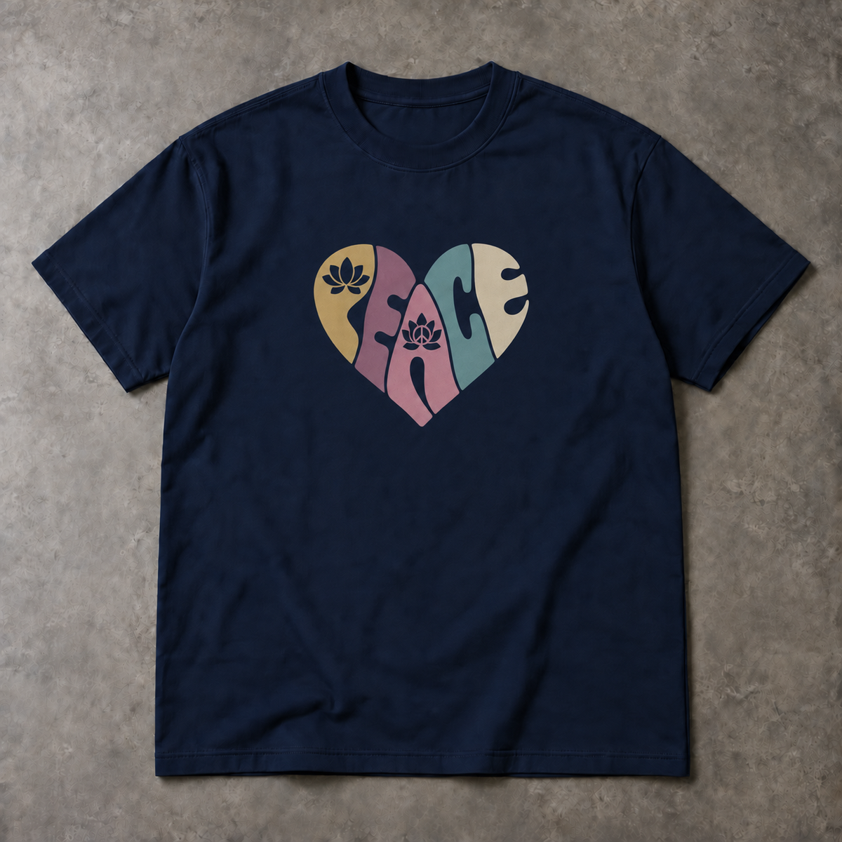 Peace T-Shirt - Retro Heart Lotus Graphic, Unisex