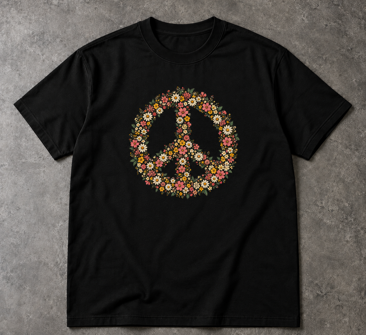 Peace Sign T-Shirt - Floral Peace Symbol, Unisex Graphic Tee