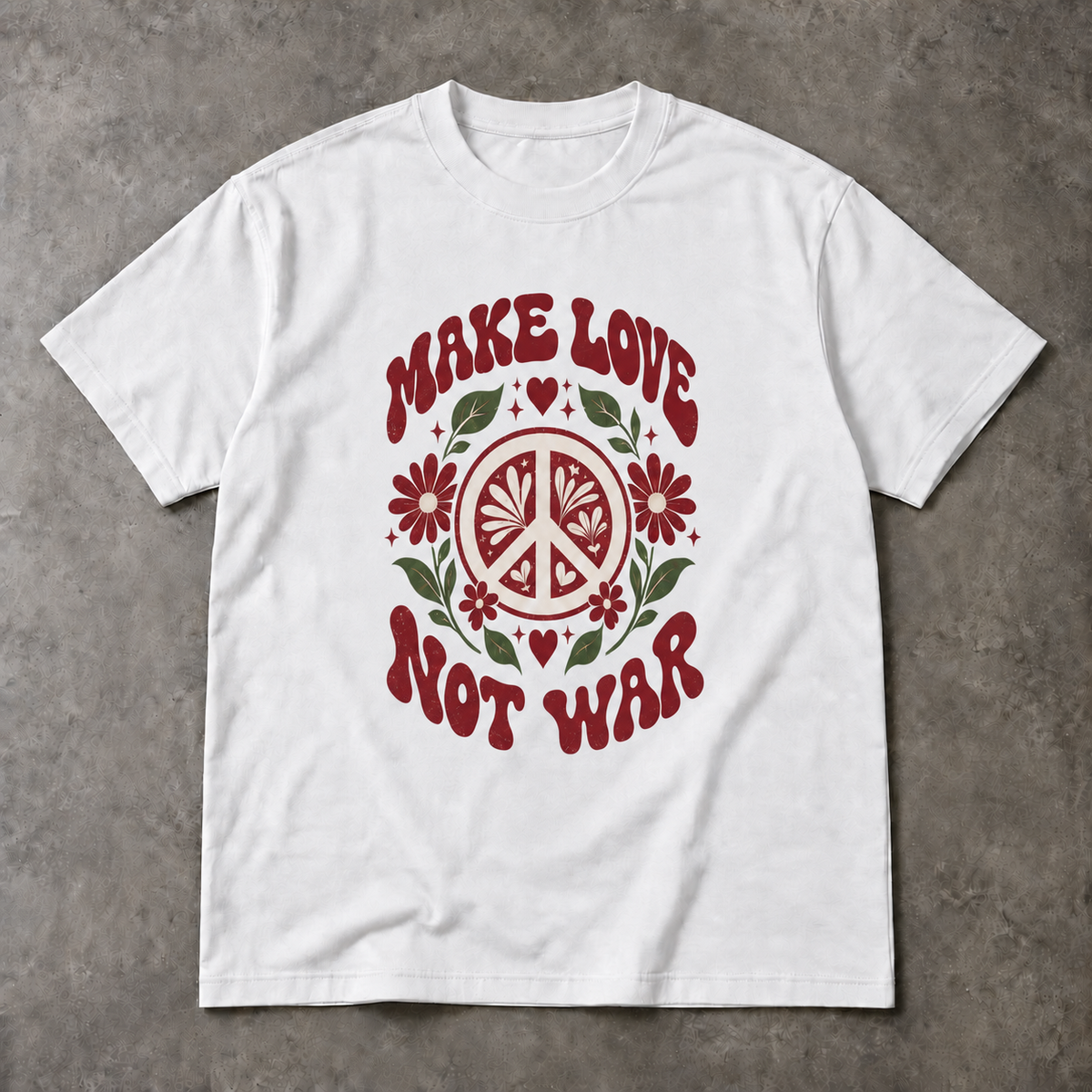 Peace T-Shirt - Make Love Not War Floral Graphic, Unisex