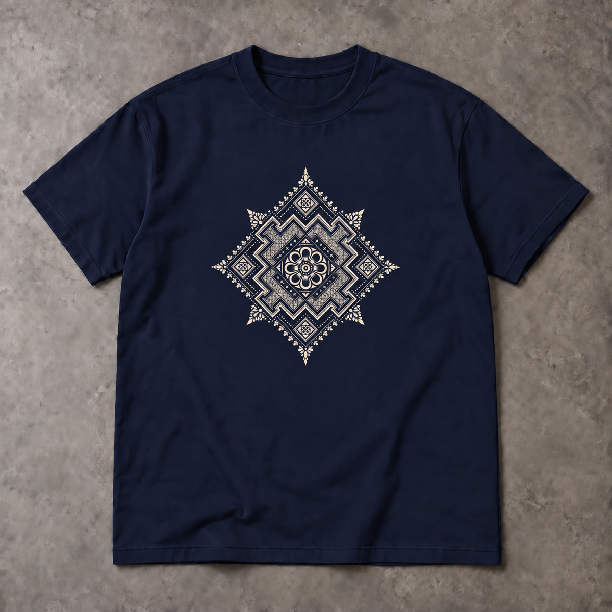 Mandala T-Shirt - Geometric Diamond Line Art, Unisex Graphic Tee
