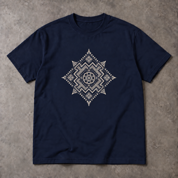 Mandala T-Shirt - Geometric Diamond Line Art, Unisex Graphic Tee